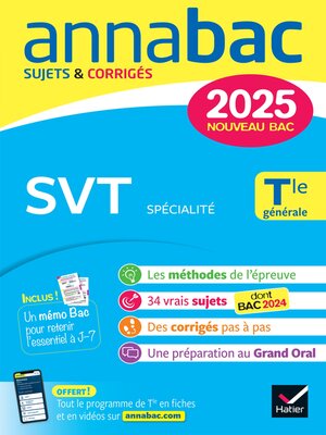 cover image of Annales du bac Annabac 2025 SVT Tle générale (spécialité)